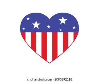 American Flag Heart Icon Symbol Design Vector Illustration 