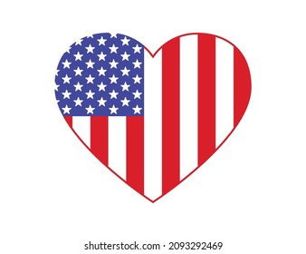 American Flag Heart Icon Symbol Design Vector Template 