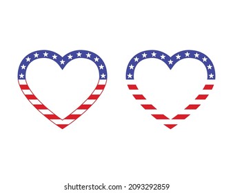 American Flag Heart Icon Symbol Design Illustration Template 