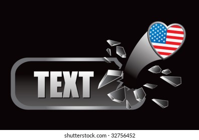 american flag heart on broken banner