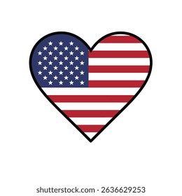 American flag heart patriotic love usa symbol.