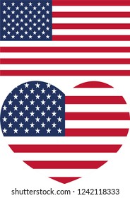 American Flag in a  heart shape, America flag, heart, country flags, language education, american flag sticker, world flags, United States of America, Website, celebration of America, eps 10