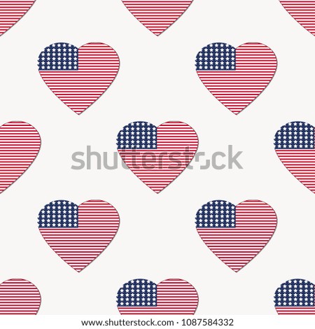 American flag heart shape seamless pattern