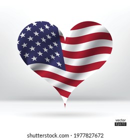 American flag in heart shape sign. American flag vector illustration sign.