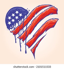 American flag heart shape Vector illustrations for your work Logo, mascot merchandise t-shirt, stickers and Label designs, poster, greeting cards advertising business company or brands.