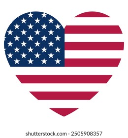 Bandera americana en forma de corazón Ilustración vectorial