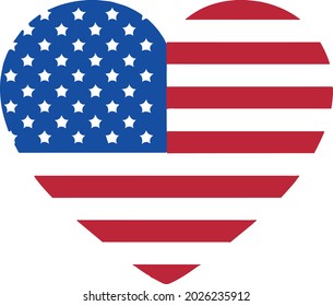 American Flag Heart  - USA  - 4th of July - Patriotic Americana EPS Vector