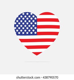 American flag in heart, Vector