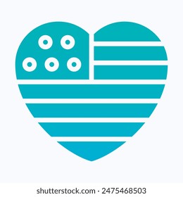 American Flag, Heart Flag Vector Icon. Isolated Gradient Vector Icon.