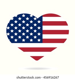 American Flag Heart Vector Icon.