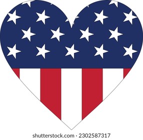 American flag in heart vector illustration sign isolated on white background