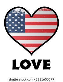 American flag in heart vector illustration