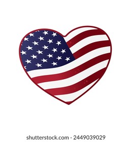 american flag heart	 - vector illustration