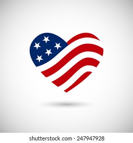 American flag in heart vector illustration sign