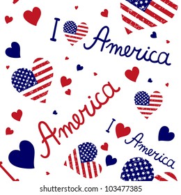American flag heart Vector pattern