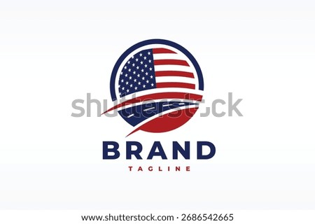 American flag highway circle logo