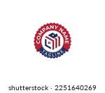 American Flag Home House Logo Stamp Badge Concept symbol icon sign Element Design. Hexagon, Real Estate, Realtor, Mortgage Logotype. Vector illustration template