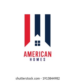 American flag house home mortgage logo icon vector