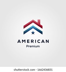 american flag house premium mortgage logo vector