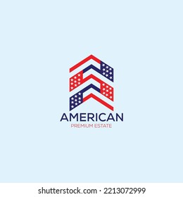 American Flag House Premium House Mortgage Logo Vector