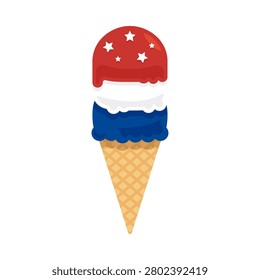 American flag ice cream cone illustration