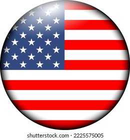american flag icon badge vector illustration, with embossed or 3d effect