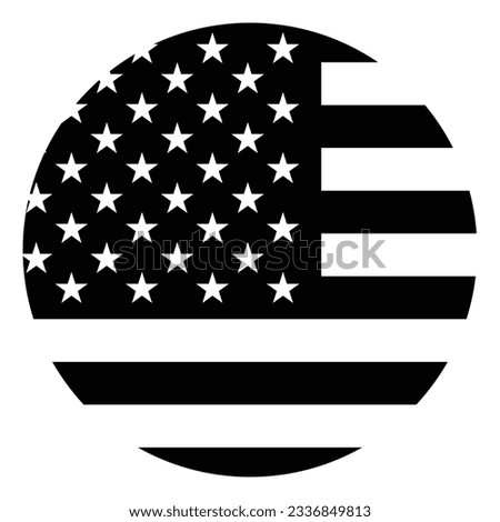 The American flag. Flag icon. The black icon. Circle icon flag. Computer illustration. Digital illustration. Vector illustration.