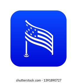 American flag icon blue vector isolated on white background