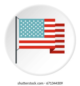American flag icon in flat circle isolated vector illustration for web