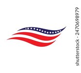 American flag icon flat design
