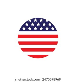 American flag icon flat design