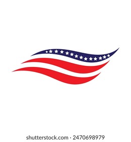 American flag icon flat design