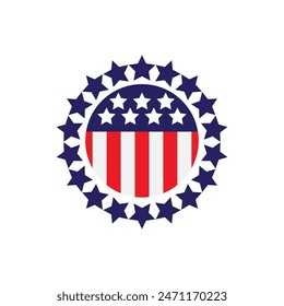 American flag icon flat design