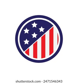 American flag icon flat design