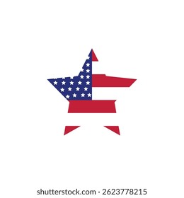 American flag icon flat design template
