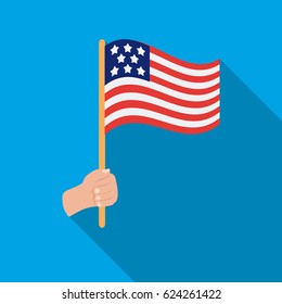 American flag icon in flat style isolated on white background. Patriot day symbol stock vector illustration.