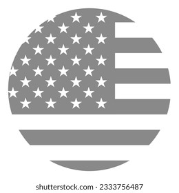 The American flag. Flag icon. Grey icon. Circle icon flag. Computer illustration. Digital illustration. Vector illustration.