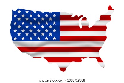 American Flag Icon. Happy 4 th July and Independence Day. Cartoon Vector illustration.