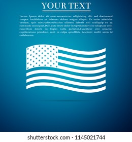 American flag icon isolated on blue background. Flag of USA. Flat design. Vector Illustration