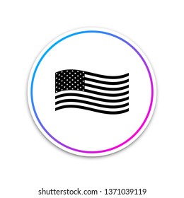 American flag icon isolated on white background. Flag of USA. Circle white button. Vector Illustration