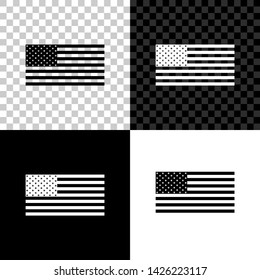 American flag icon isolated on black, white and transparent background. Flag of USA. Vector Illustration