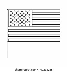 American Flag Icon, Outline Style