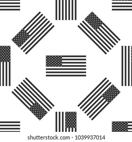 American flag icon seamless pattern on white background. Flag of USA. Flat design. Vector Illustration