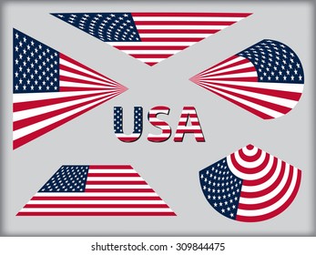 American flag icon set.USA flag design elements.Vector template.