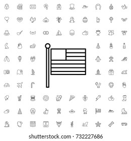 American flag icon. set of outline holiday icons.