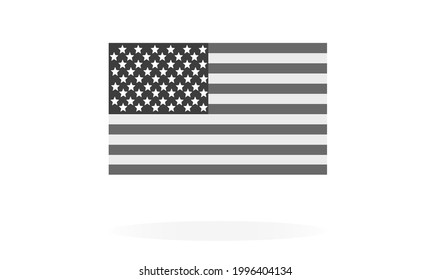 American flag icon with shadow isolated  on white background,Symbols of USA , template for banner,card,advertising ,promote,ads, web design, magazine, news paper,vector