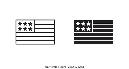 American flag icon, simple style. American flag icon in simple style isolated on white and black . State symbol vector illustration