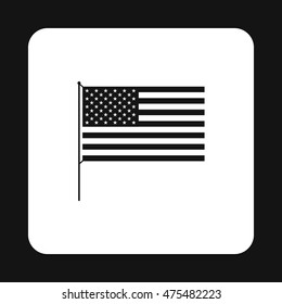 American flag icon in simple style isolated on white background. State symbol