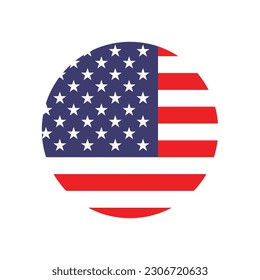 The American flag. Flag icon. Standard color. Round flag. Computer illustration. Digital illustration. Vector illustration.