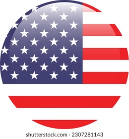 The American flag. Flag icon. Standard color. Round flag. 3d illustration. Computer illustration. Digital illustration. Vector illustration.
